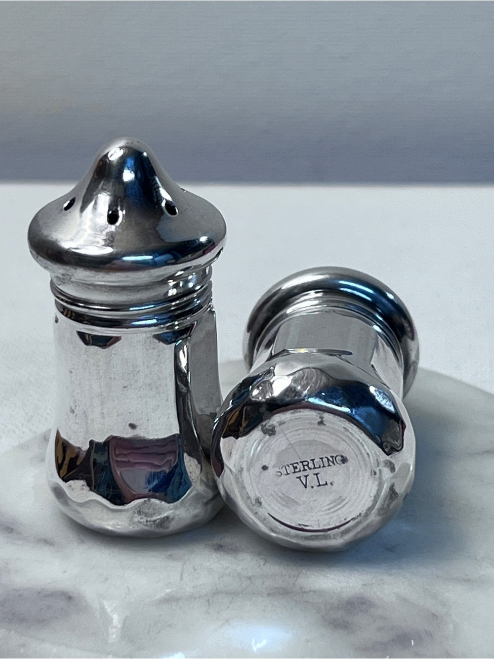 Vintage-Style Sterling Silver Salt and Pepper Shakers - Picture 2 of 5